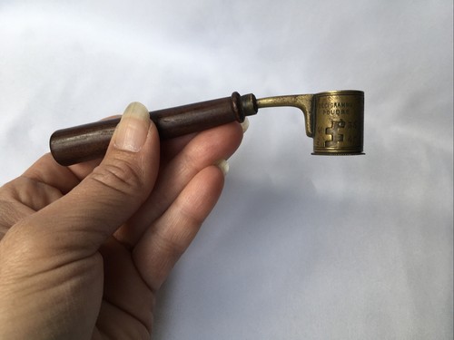 Vintage POWDER DISPENSER in Decigrams Signed 'E.C. ANCRE MARINE' Brass and Wood - Picture 13 of 13
