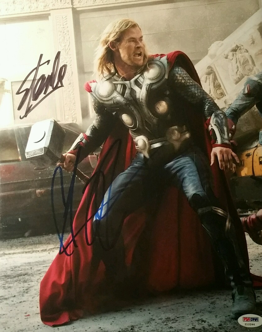 Chris Hemsworth Thor Stan Lee Mr Marvel Dual Signed Autographed Photo PSA/DNA