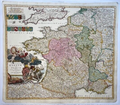 FRANCE 1730 J-B HOMANN LARGE NICE ANTIQUE MAP 18TH CENTURY | eBay