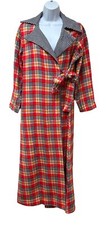 Vintage Junior Loungees Retro Herringbone Dagger Collar Wrap House Coat Robe M/L