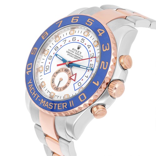 Rolex Yacht-Master II 18k Rose Gold/Steel White Dial Mens 44mm Watch 116681 - Picture 3 of 8