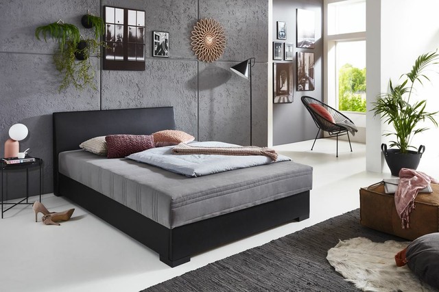 Polsterbett Boxspring Design Mels 140x200 Cm Anthrazit Mit Bettkasten Gunstig Kaufen Ebay