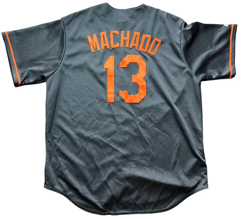 Camiseta Majestic Baltimore Orioles Machado #13 tamanho XL autêntica nova com etiquetas preta - Imagem 2 de 4