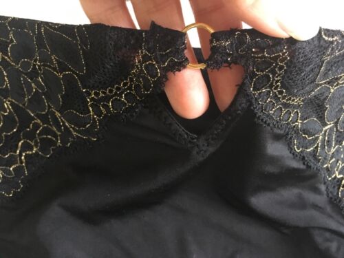 Laundry by Shelli Segal Intimates Panties Black with Gold Shimmer Lace Panty S - Picture 1 of 6