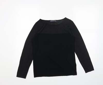 Marks and Spencer Damen Schwarz U-Boot-Ausschnitt Viskosemischung Pullover Größe 10