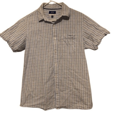 APT. 9 SIZE MEDIUM HEIQ SMART TEMP SEERSUCKER SHORT SLEEVED BUTTON SHIRT