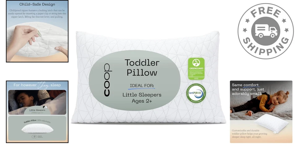 Almohada ajustable para niños pequeños con cremallera a prueba de niños - Ideal para dormir en cualquier lugar Foto 2 de 4