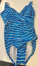 bathing suits for women one piece 16 Blue, And White Striped Gently Used
