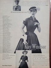 1956 Womens Kay Windsor Grace Norman dress vintage Jean Patchett ad