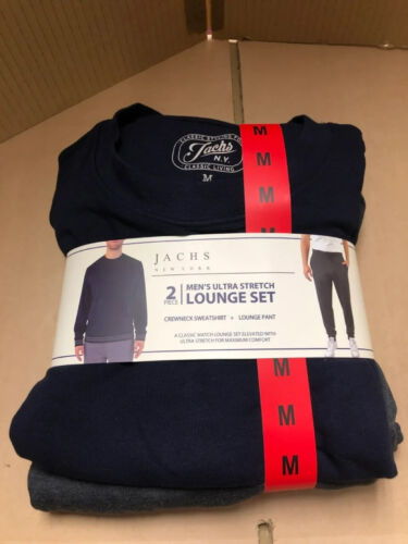JACHS NY Men's 2-piece Jersey Loungewear Set Size M Navy & Grey. Ultra ...
