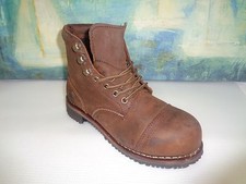 UNISEX SFC PRO STEEL TOE WORK LEATHER BROWN BOOTS SIZE: M: 4.5 L:6