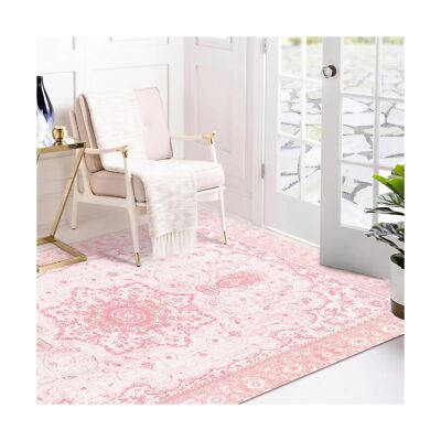 Area Rugs 8x10 Honeycomb Non Slip Living Room Rug Washable Pink