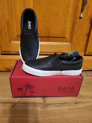 LAMO Piper Kids Size 3Y Shoes Canvas Slip Ons Black Faux Snakeskin 