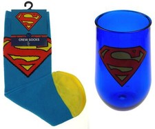 Superman Acrylic Wine Tumbler Socks Stemless Gift DC Comic 22 ounce Glass Gift