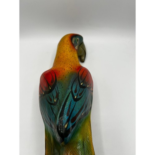 Vtg Tonala Jal Mexico Folk Art Parrot Paper Mache 30" Hanging Lg Tropical Signed - Picture 8 of 24