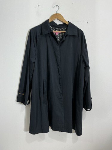 Womans Woman Within Black Long Sleeve Button Up Rain Coat 16 W