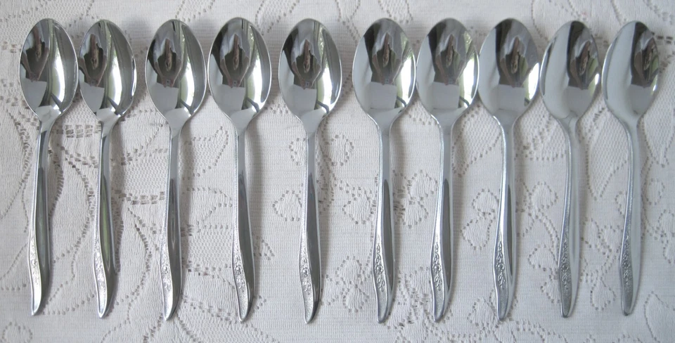 Lote de cubiertos de acero inoxidable vintage SEARS FASHION TEXTURA ROSA 20 piezas Foto 3 de 4