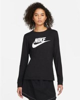 Nike T-Shirt Sportswear Essentials Langarm, Damen - 010 (Schwarz/Weiß)