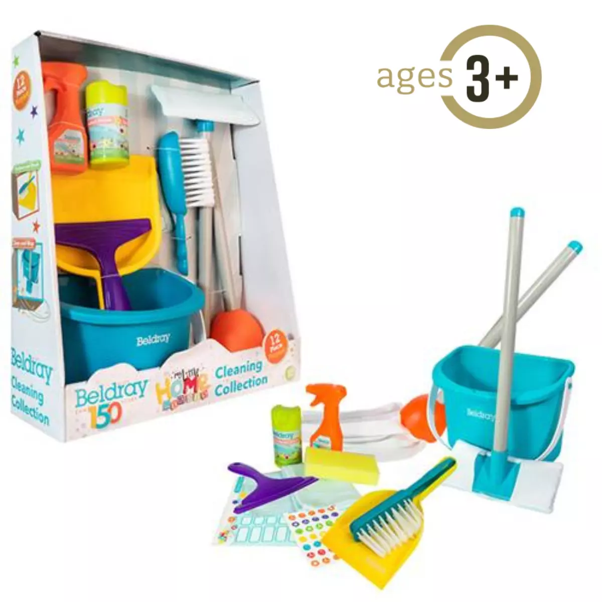 12pc Interactive Kids Pretend Cleaning Set Children s Toy Mop Bucket Brush Spray