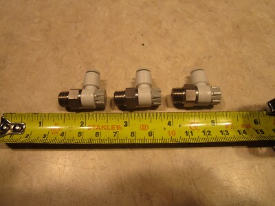 LOT OF 3 SMC AS2201F-N01-06A SPEED CONTROLLER, 1/8'' NPT TO 1/4'' PUSH LOK, M0375