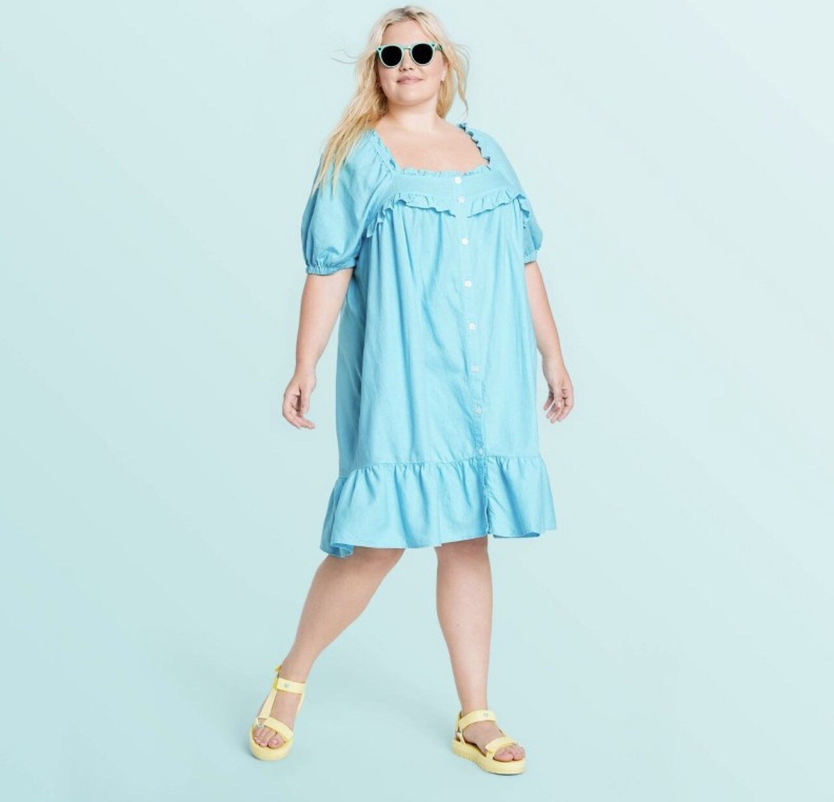 plus size short ruffle dress Plus Size Easy Days Ruffle Hem Dress