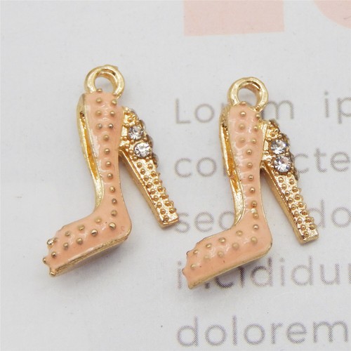 16 pz metallo rosa smalto strass tacchi a spillo ciondolo charm 18x14 mm - Foto 4 di 5