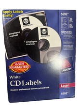 Avery CD/DVD Labels, Laser 5692 - 40 Disc 80 Spine, White  New Sealed 
