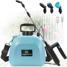 Battery Powered Sprayer 5L, Rechargeable Upgraded Garden Sprayer, 3 Mist Nozzles