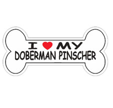 12" love my doberman pinscher dog bone bumper sticker decal usa made