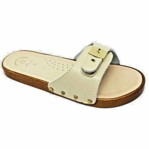 MAURI ZOCCOLI UOMO BEIGE FONDO POLIURETANO SOLETTA CUOIO CIABATTE MADE IN ITALY - Afbeelding 2 van 9