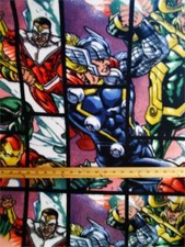 Fleece MARVEL'S JUSTICE LEAGUE Print Fabric - RETRO GRAPHIC FIGHT /58"Wide/ SBY