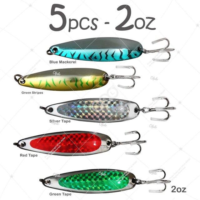 5pcs 2oz Fishing Spoons Krocodile style Saltwater Crocodile jig Lure 5