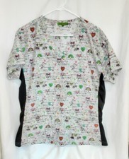 Green Town Puppies  Rainbows Medical Scrub Top Women's Size XL -lil3