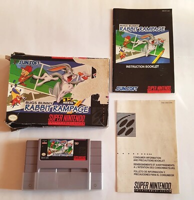 Bugs Bunny Rabbit Rampage Super Nintendo SNES OVP CIB NTSC Modul unbespielt!  