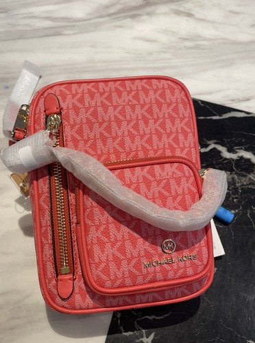 MICHAEL KORS Crossbody bag Jet Set Logo Bag small Elliot Coral Canvas Bag - Picture 5 of 16