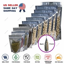 Multi-Size Glossy Clear Front Silver Back Foil Mylar Stand Up Zipper Bag S01