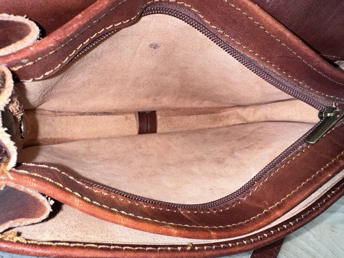 Vera Pelle Italy Purse Bag Crossbody Leather Flap BROWN Classic Saddle VTG - Picture 11 of 13