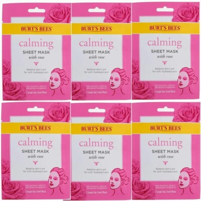 Burt's Bees Calming with Rose Sheet Mask - 6 PACK