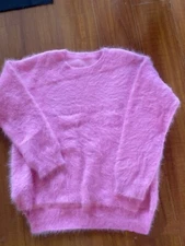 Angora Sweater Blended Jumper Fluffy Fuzzy Super Soft Chunky Knit Side Slit Knit