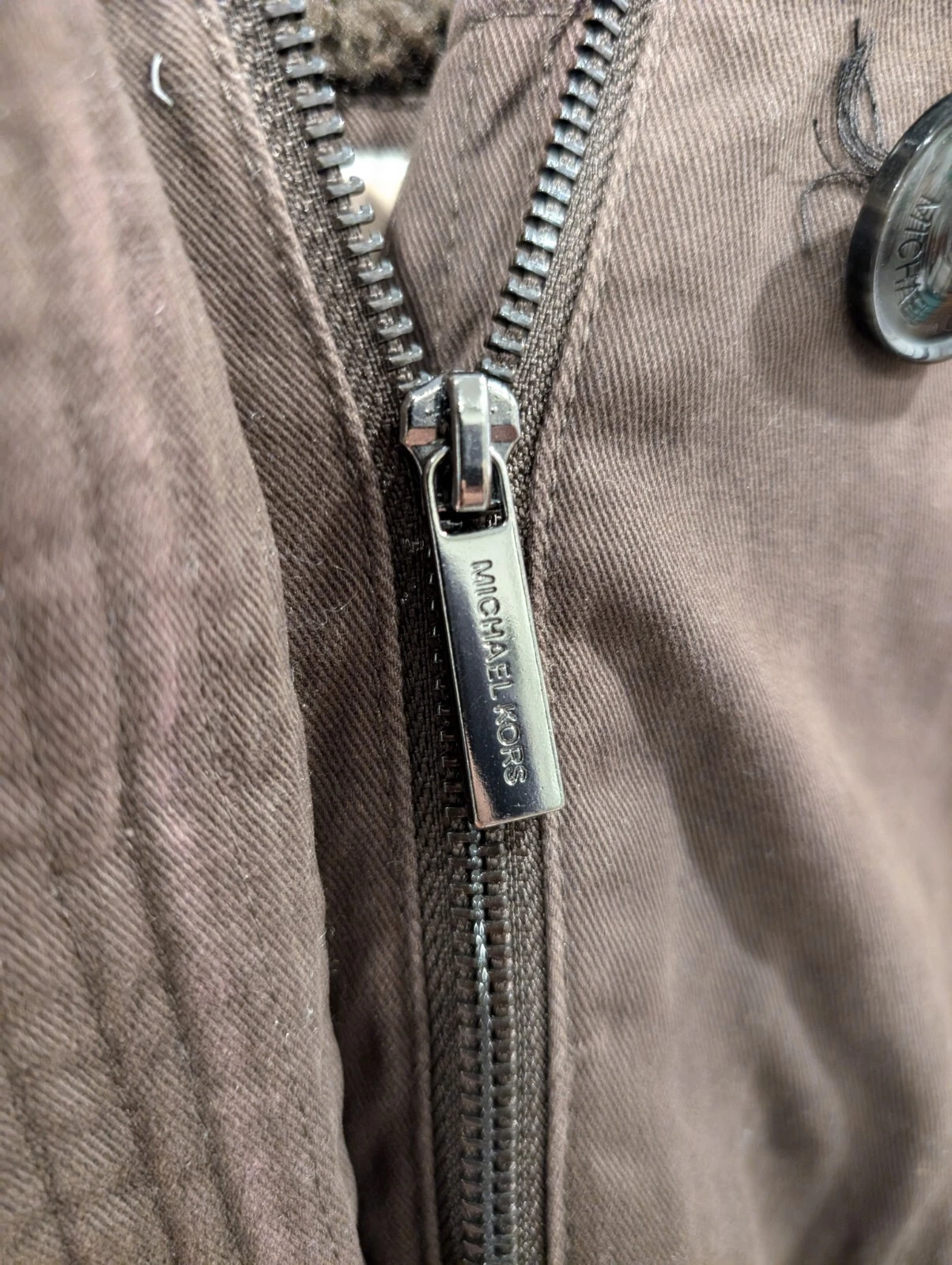 Michael Kors Parka Cappotto Rimovibile Ecopelliccia Bordo Cappuccio Marrone Donna Small