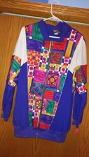 VINTAGE 1980s Windbreaker Jacket Womens Large, Retro Pattern MADE IN USA🔥🇺🇸