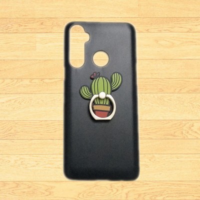 Case For Various Phones 3D Cute Cactus Finger Ring Holder Black Back Hard Cover