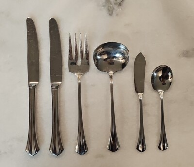 5 Oneida Deluxe Stainless RUSHMORE Flatware Serving Set Meat Fork, Sugar Spoon +