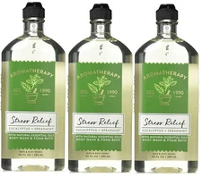3X Bath & Body Works Eucalyptus Spearmint Stress Relief Shower Gel Wash 10oz Lot