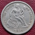 1877 Seated Liberty Dime 10c Higher Grade AU Details #77275