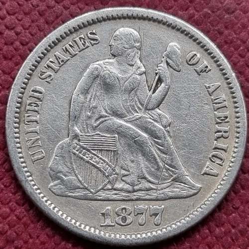 1877 Seated Liberty Dime 10c Higher Grade AU Details #77275