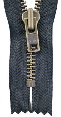 YKK Reißverschluss von 20 - 40 cm 8 mm metall  schwarz 1 Weg unteilbar  