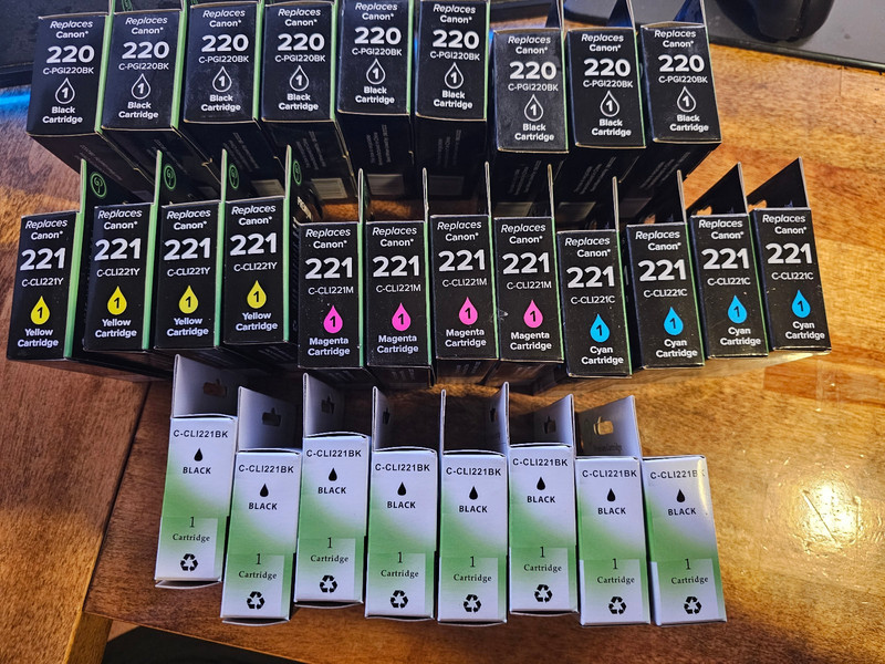 Large Lot of new sealed inkjet cartridges for Canon printers CANON 220 CANON 221