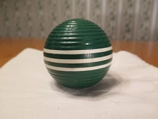 Vintage Forster GREEN Wood Ribbed 3.25" Croquet Ball with 3 Stripes