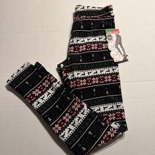 Fur Lined Print Leggings Warm Winter Fleece Stretch Pants